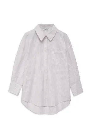 Anine Bing - Mika Shirt in White and Lavender Stripe