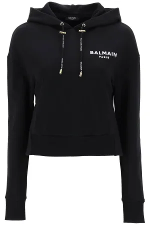 Balmain cropped sweatshirt with flocked logo print