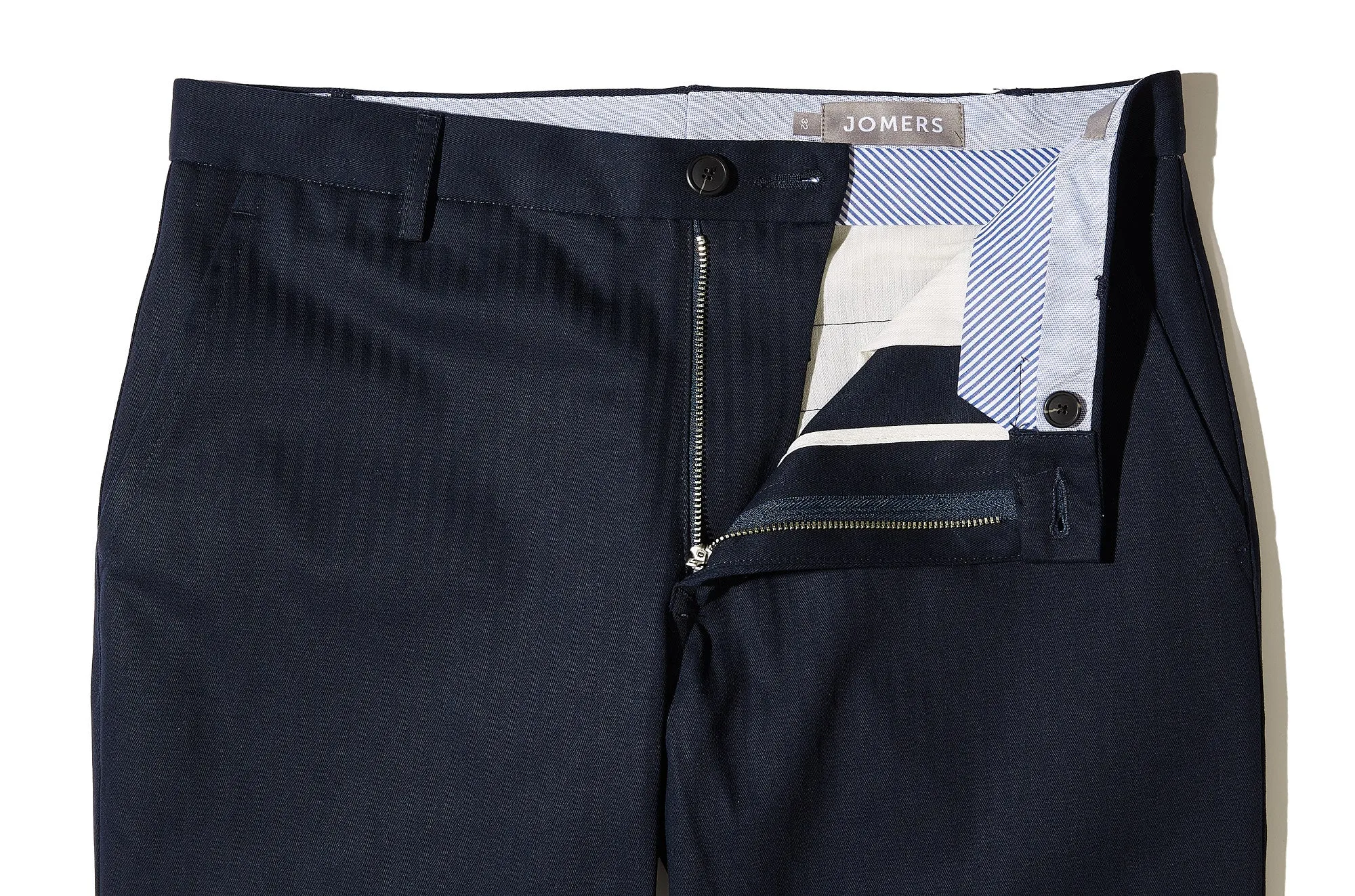 Barbican (Slim) - Navy Herringbone Chino