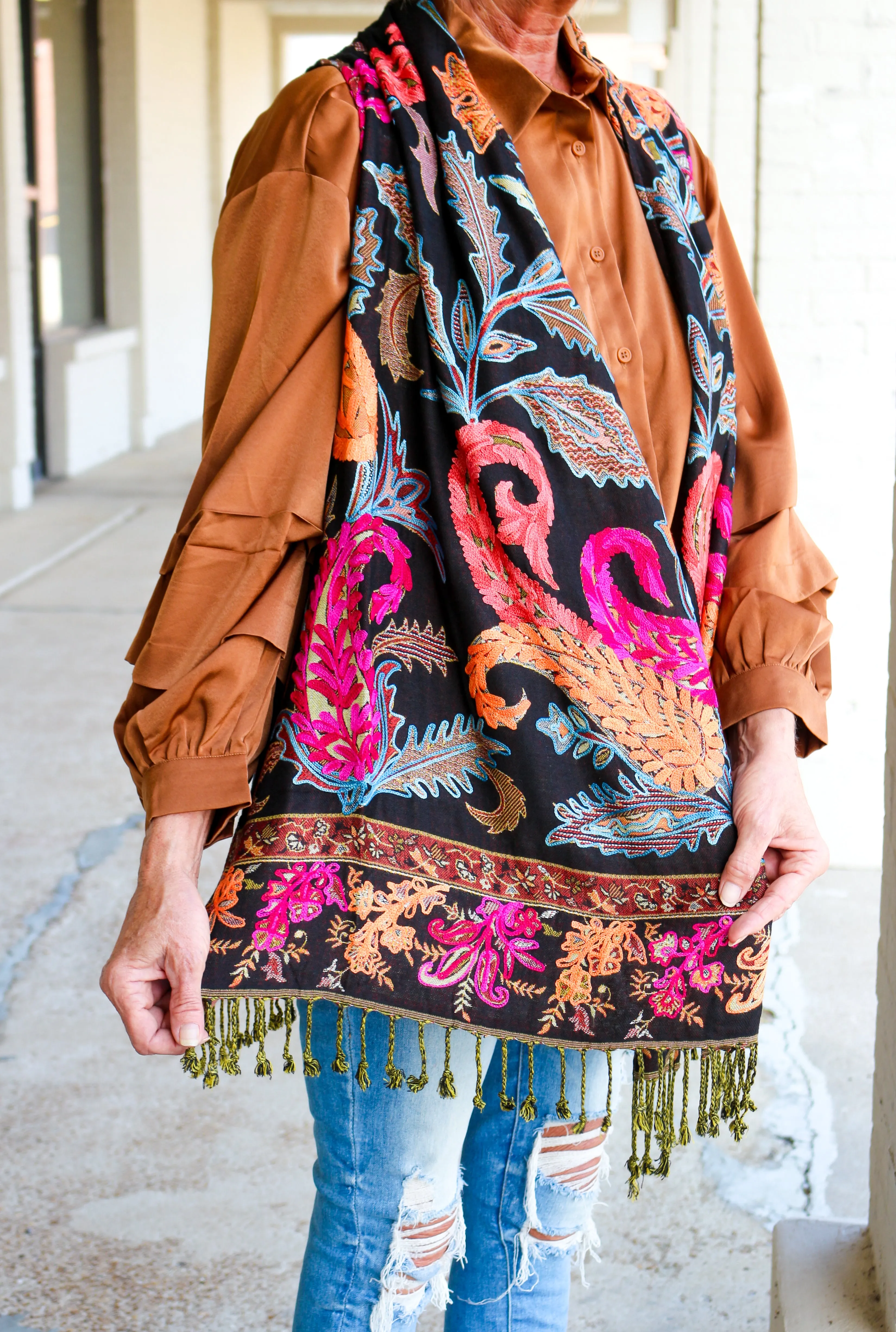 Bok Dark Brown Floral Multi-Reversible Kimono