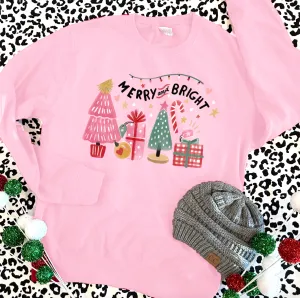 CHRISTMAS: Merry & Bright Pink Trees & Presents - SWEATSHIRT