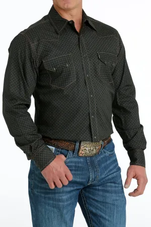 CINCH MEN'S BLACK MODERN FIT LONG SLEEVE WESTERN SNAP SHIRT