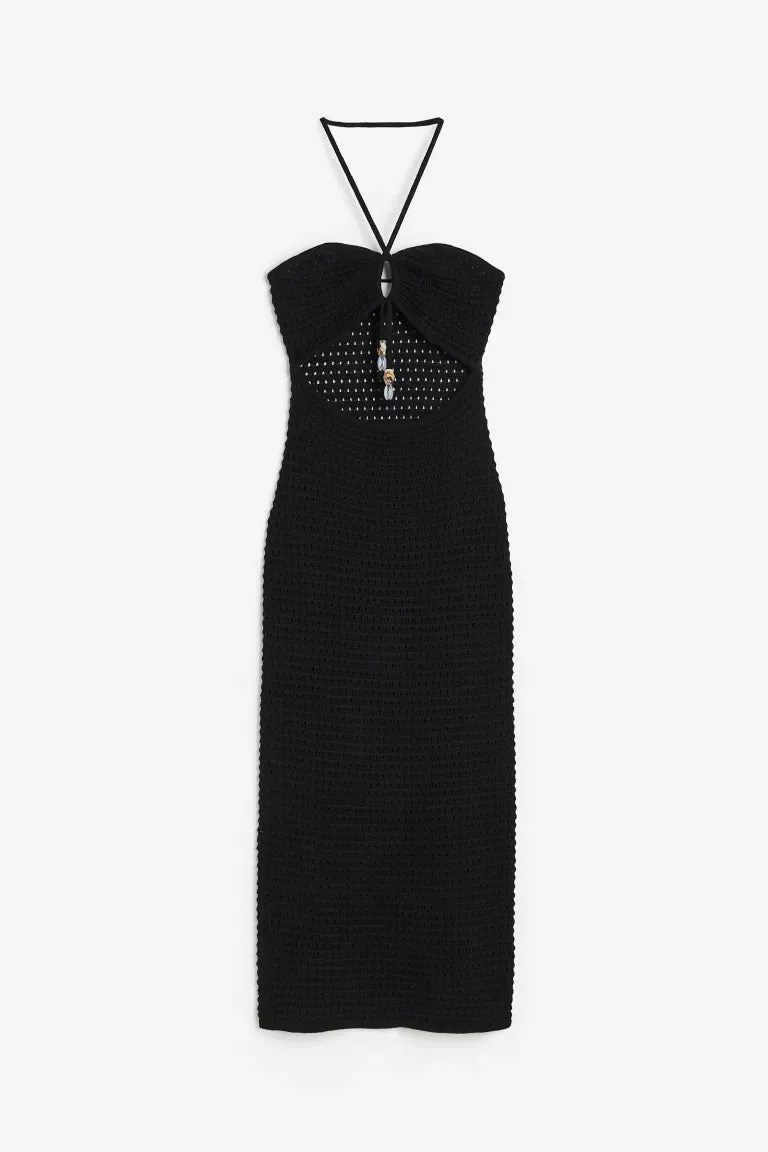 H&M Crochet Halter Dress, Black