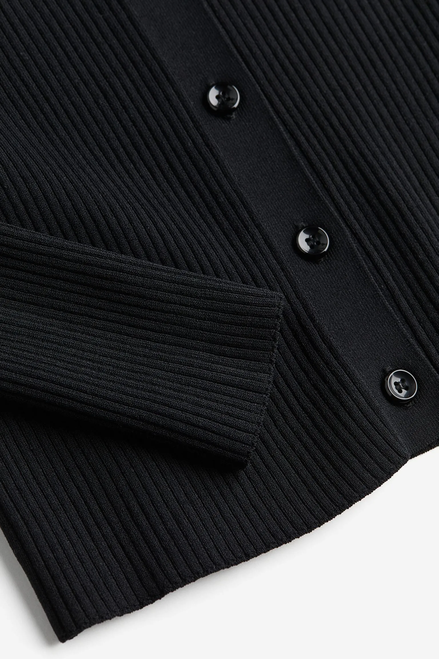 H&M Ribbed Collared Cardigan, black