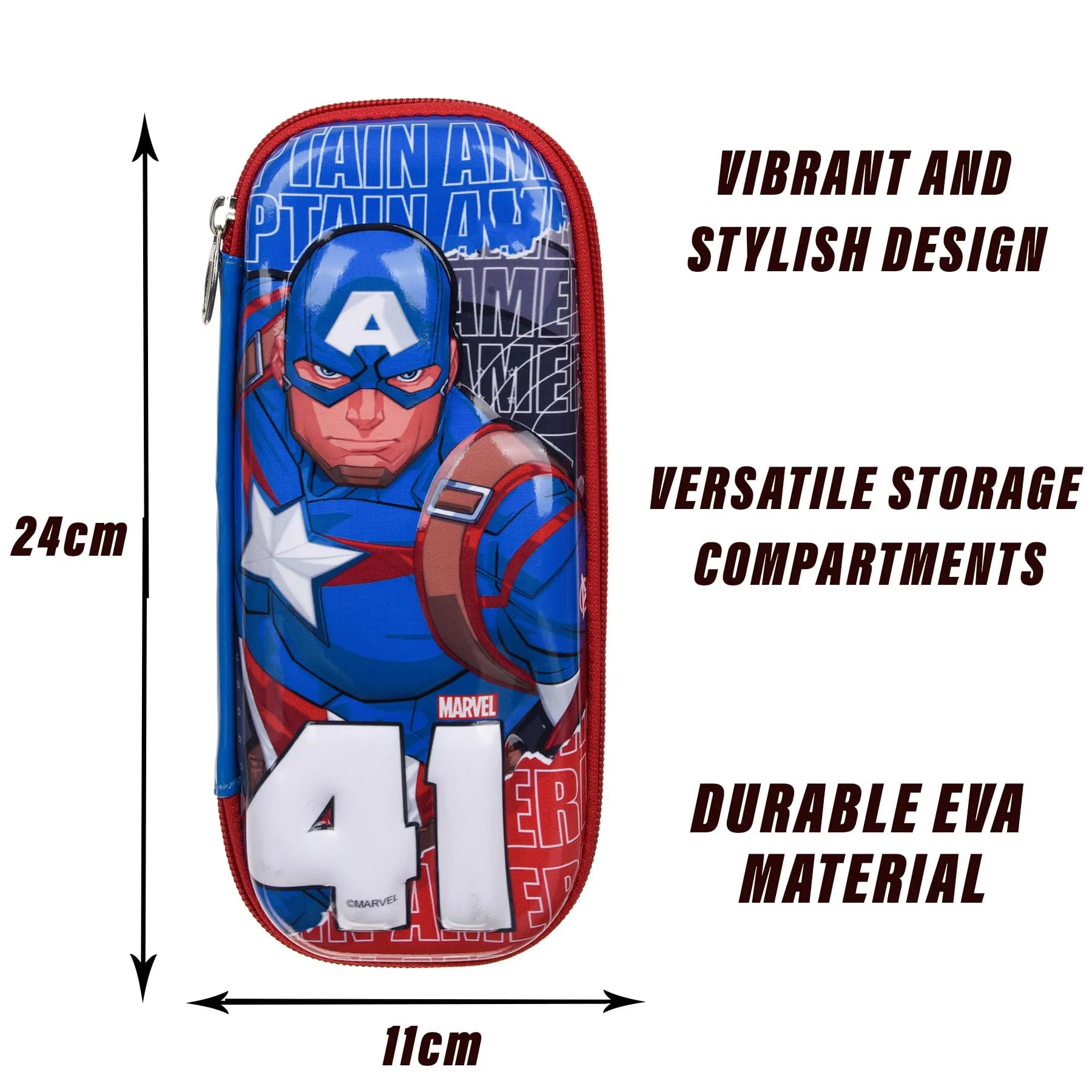 Heart Home Marvel Captain America Pencil Pouch | School Pencil Case for Kids | Pen-Pencil Box for Kids | Geometry Box | Compass Box | School Stationery Supplies | Pack of 2 | Blue