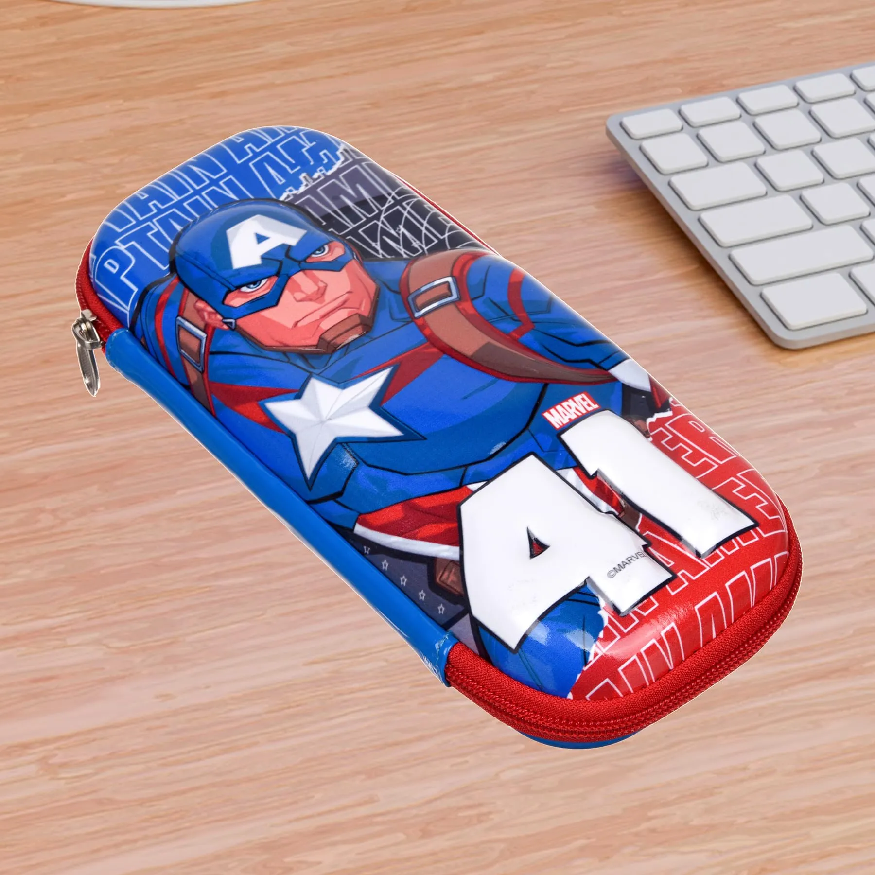 Heart Home Marvel Captain America Pencil Pouch | School Pencil Case for Kids | Pen-Pencil Box for Kids | Geometry Box | Compass Box | School Stationery Supplies | Pack of 2 | Blue