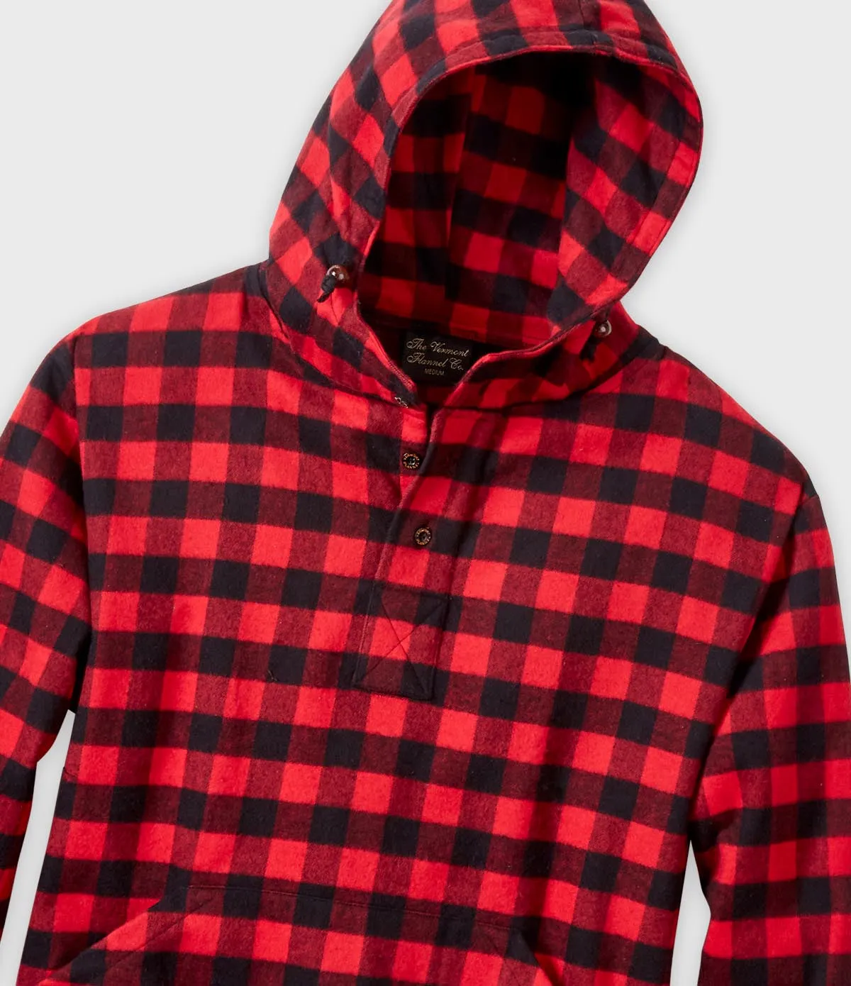 Hooded Flannel Pullover - Red Buffalo