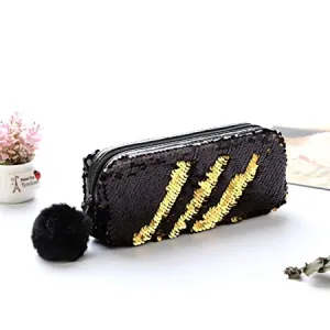 Importikaah I Fashion Sequin Hairball Pencil Case School Supplies I Stationery Gift Cute Pencil Box I Pencil Case School Tools I Pencil Cases (Random Colors)