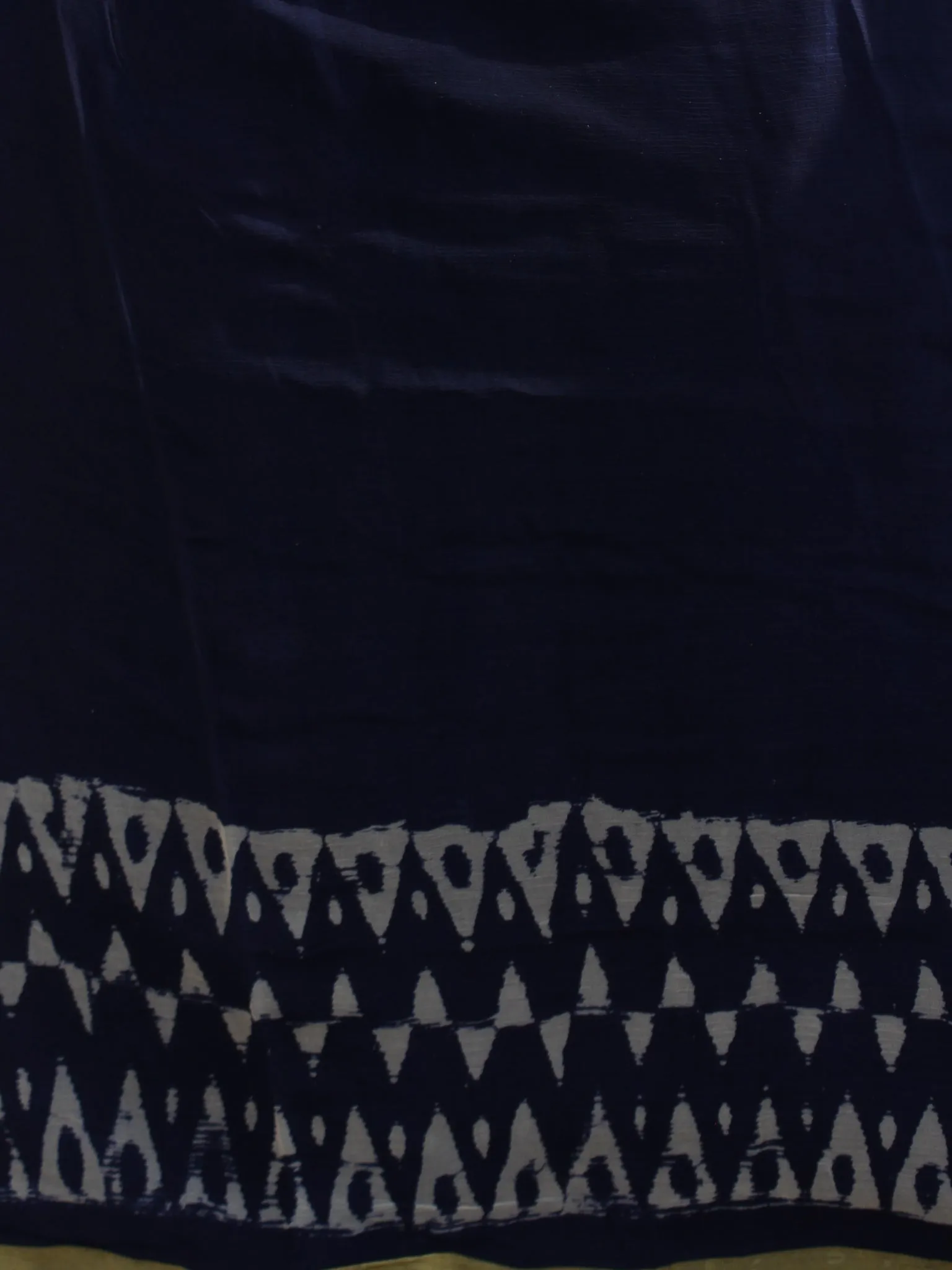 Indigo White Ivory Hand Block Printed Chiffon Saree - S031702326