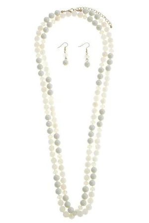 Ivory Long Bead Necklace Set