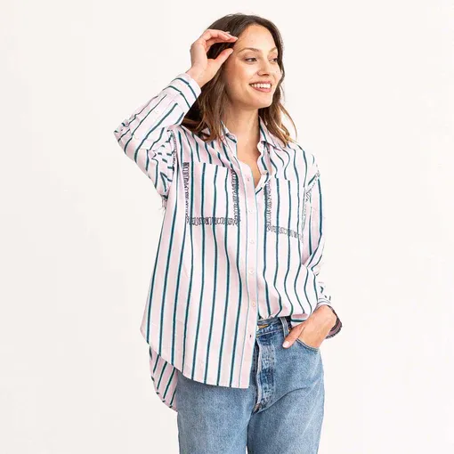 Kerri Rosenthal - Marti Shirt in Striped Actually Pillow