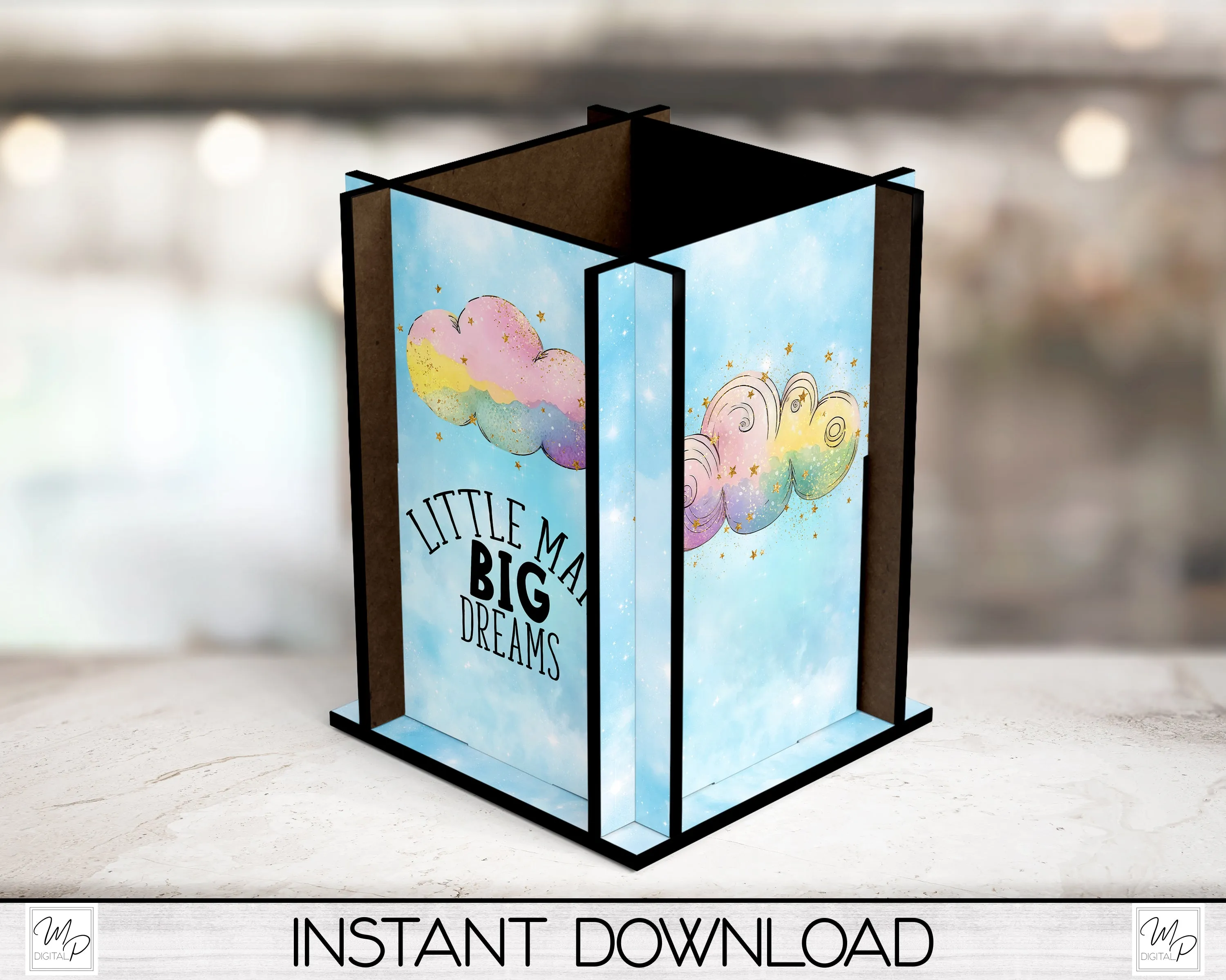 Little Boy Cloud Pencil Box PNG Sublimation Design, MDF Box Design Digital Download