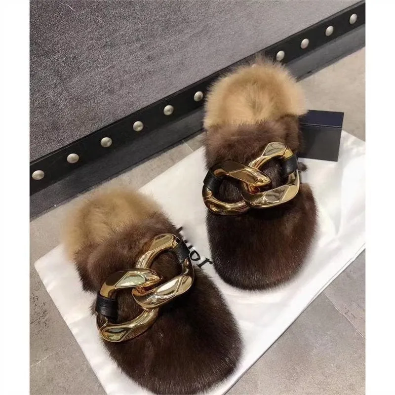 LovelyRLovely Women's Outerwear Mink Fur Slippers