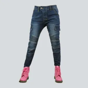 Medium wash women's biker jeans