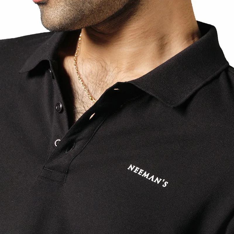 Neeman's Black Polo T-Shirt for Men | Organic Cotton