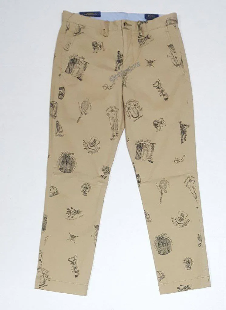 Nwt Polo Ralph Lauren All Over Print Khaki Straight Fit Stretch Chino Pants