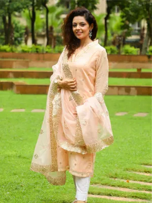 Organza Gota patti kurta  Peach