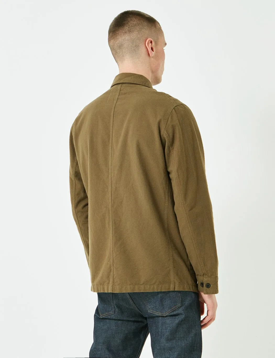 Portuguese Flannel Pinheiro Jacket (Brushed Flannel) - Olive Green