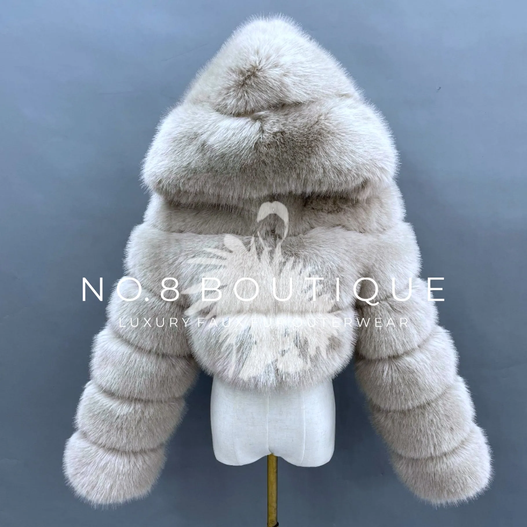 Premium Cropped Hooded Faux Fur Jacket