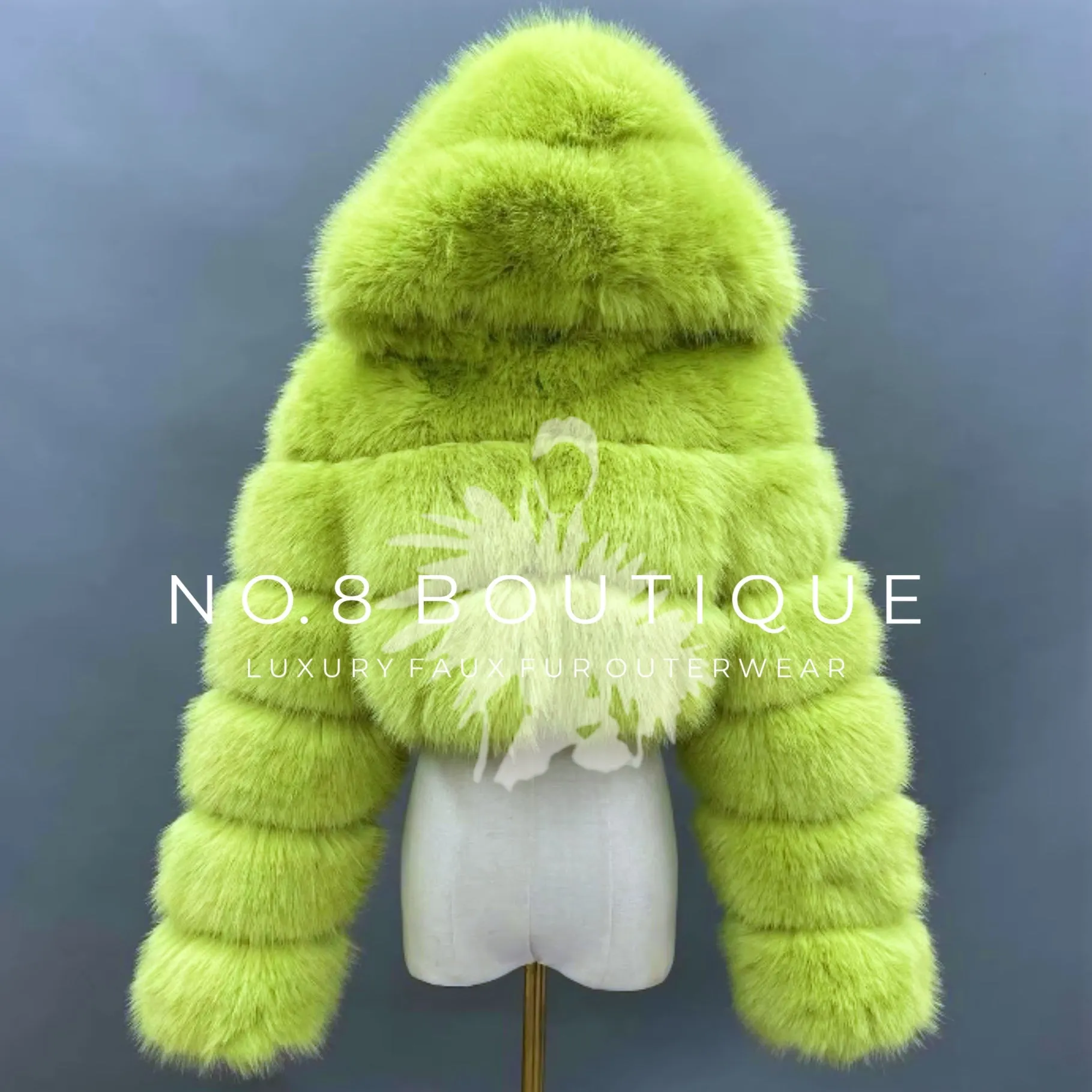 Premium Cropped Hooded Faux Fur Jacket