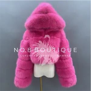 Premium Cropped Hooded Faux Fur Jacket