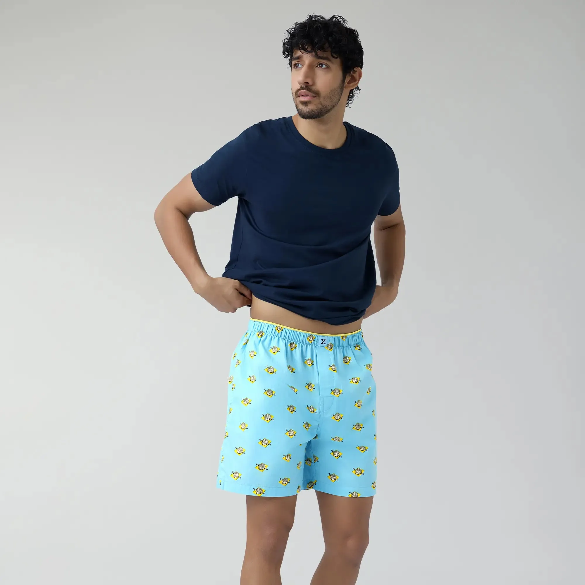 Renew Combed Cotton Boxer Shorts Blue Sky