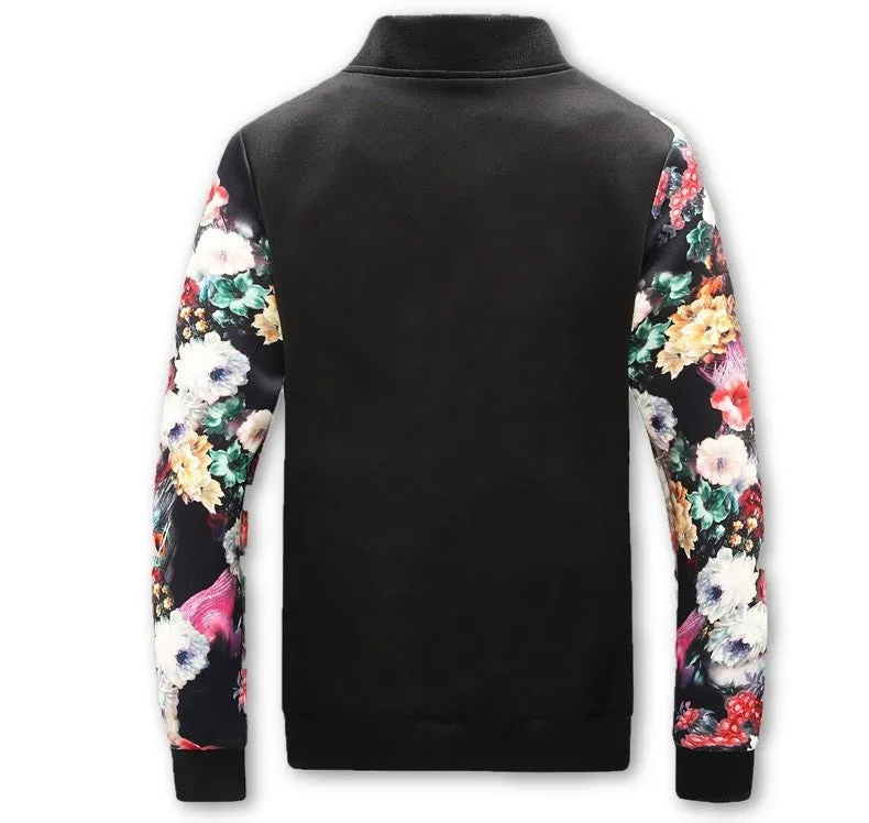 Spring Bomber Jacket with Flower Accent