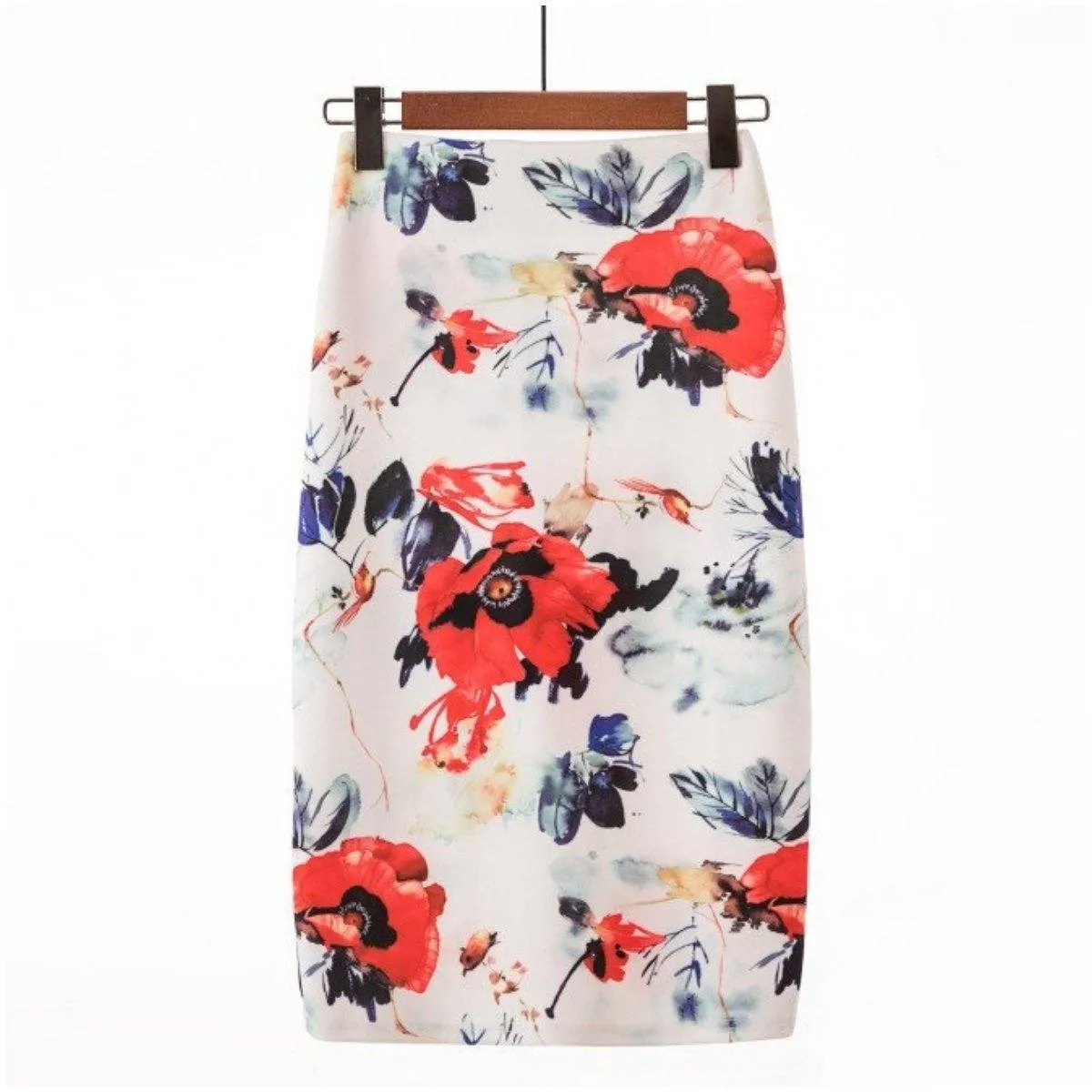 Spring Theme Floral And Patterns Vintage Pencil Skirt