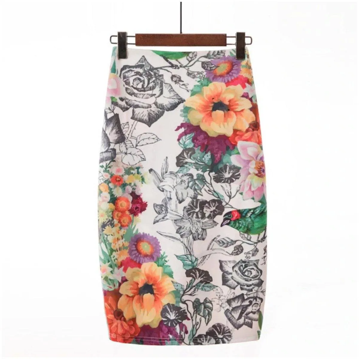 Spring Theme Floral And Patterns Vintage Pencil Skirt