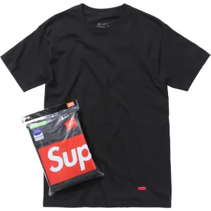 SUPREME X HANES Tagless Tee Black (Pack of 3)