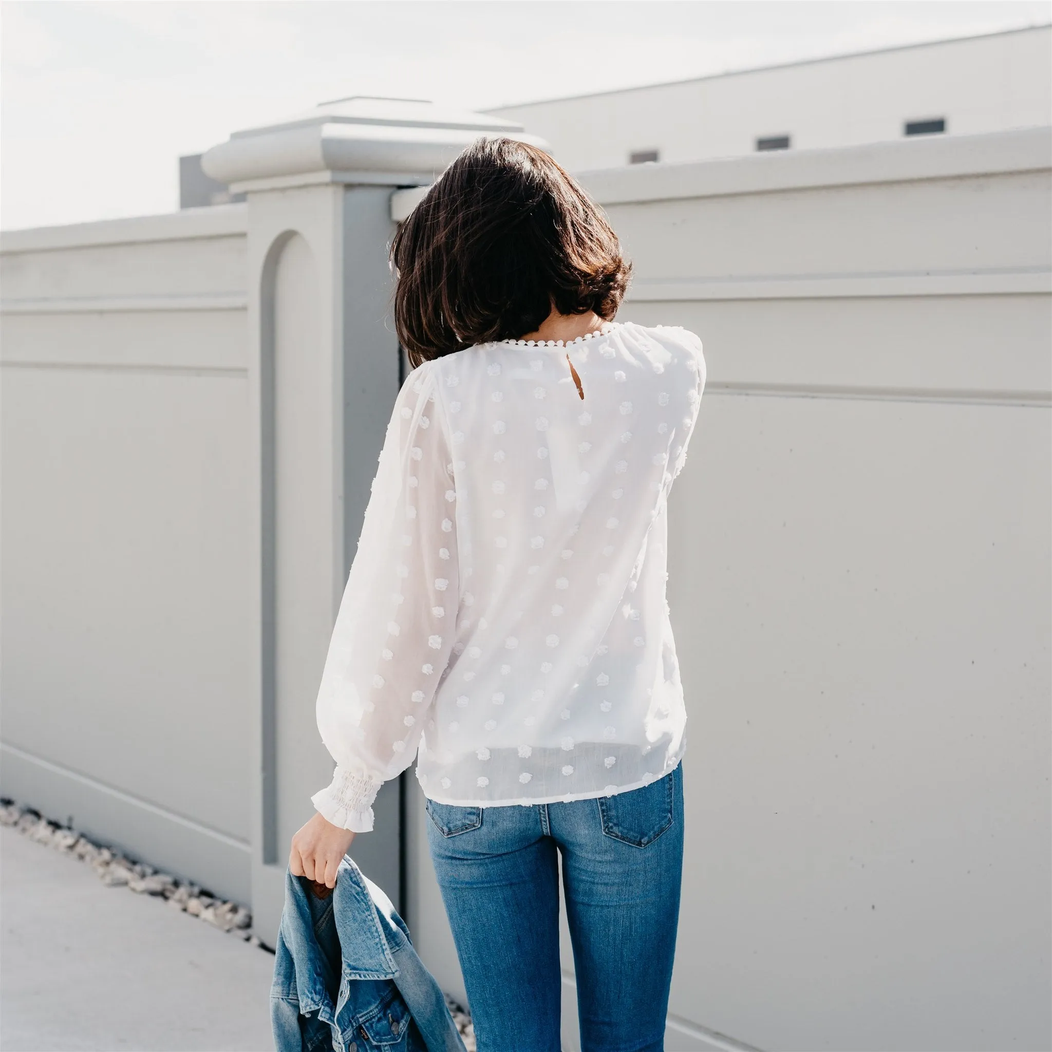 Textured Lace Tops: White