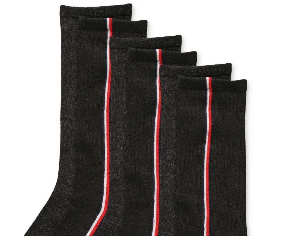 Tommy Hilfiger Men's 6 Pk Athletic Crew Socks Black Size Regular