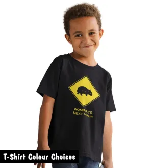 Wombat Road Sign Childrens T-Shirt (Colour Choices)